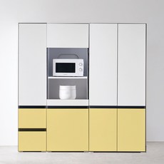 퍼피노 체스 400 주방 광파 수납장 서랍형 + 600 렌지대 오픈형 + 800 수납장 도어형 세트 방문설치, 옐로우