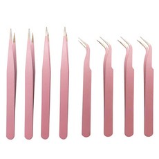 O-ON多功能不鏽鋼鑷子 直線型 4入+曲線型 4入組, 粉色的, 1套