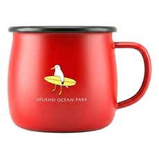 SHUEHO 樹可 海洋公園琺瑯杯 170g, 紅色 海鷗寶寶, 1個