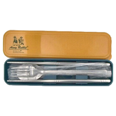 Anny Rabbit 安妮兔 方塊餐具三件組, 塑膠盒 + 筷子 + 湯匙 + 叉子, 1組