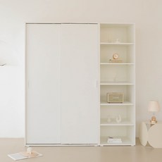 퍼리든 엘릭코 슬라이딩 옷장 행거형 1200 + 선반형 600 세트 방문설치, 화이트