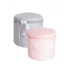 Axis 艾克思 三明治加厚密網內衣 貼身衣物清洗袋 專為女性設計 加厚3D多層緩衝面料 拉鍊自動止滑, 灰+粉, 1組