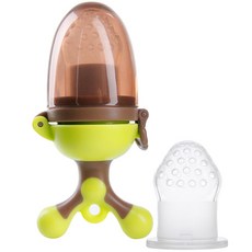 Yecomam 旋轉矽膠水果餵食器 + 補充網, 綠色, 1個