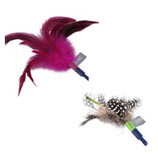 joyser 貓咪釣魚竿替換羽毛 2種組, 粉色, 綠色, 1組