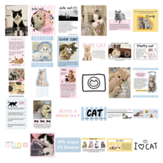 更美的感性圖畫居家裝飾貓咪海報卡片貼紙包 粉紅控 30款組合