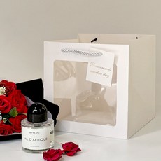 Lead home 花束盆栽透明正方形開窗提袋, 白色, 10個