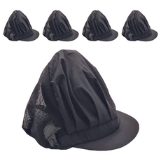 小麥購物 透氣廚師帽 頭圍(50~62cm) + 帽簷(4.2cm) + 帽長(20~38cm), 半網黑, 5個