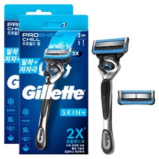 Gillette 吉列 Proshield Chill刮鬍刀手柄+替換刀片 2入, 2套, 1入