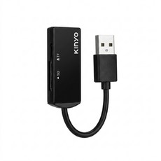 Kinyo 迷你雙槽讀卡機 17 x 9 x 44mm 線長85mm 13g, KCR-219, 黑色, 1個
