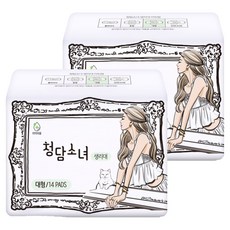 Chung-dam 蝶翼型衛生棉, 14片, 2包, 大型(28cm)