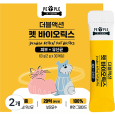 더블액션 펫 영양제, 피부/피모+장건강, 60g, 2개
