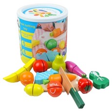 兒童手提桶裝 木製蔬果切切樂, 角色扮演遊戲, 激發想像力, 安全無毒, 1桶