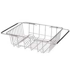 Sel-living 家用單人套房廚房長度可調不鏽鋼碗盤瀝水架, 銀色, 1層, 1個