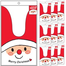 포포팬시 크리스마스 보자기 포장 봉투 특대 3p, 해피산타, 10개입