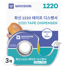 화신 테이프 디스펜서 12mm x 20m, 투명, 3개