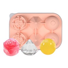 Simple Line 矽膠3種形狀大冰塊模具 6格, 1個, 粉紅色