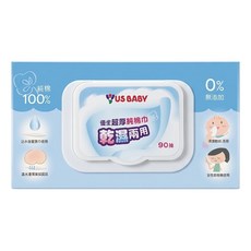 US baby 優生 超厚乾濕兩用純棉巾, 90張, 1盒