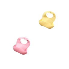 Ira幼兒用矽膠圍兜 2件組, 1套, 粉色, 黃色