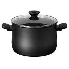 MEYER 美亞 IH陽極不沾雙耳湯鍋 附蓋 7.6L, 24cm, 鎧甲黑, 1個