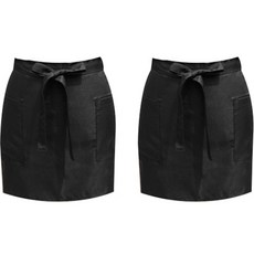 BYDECO 素色簡約半身圍裙, 黑色, 2個