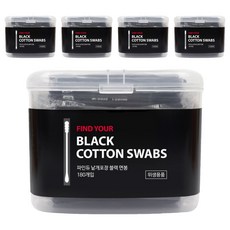 파인듀 낱개포장 블랙면봉, 180개입, 5개