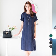 WOOIL 女款人造絲百褶短袖連身裙