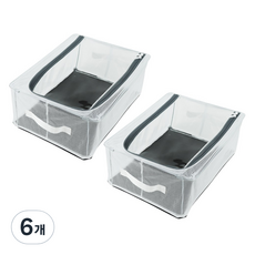 하늬통상 틈새 언더베드 리빙박스 수납정리함 낮은형 18L, 6개, 투명