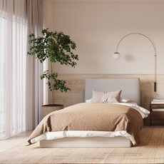 까사미아 캄포 플러스 패브릭 침대 프레임 + 헤드쿠션 세트 방문설치, 아이보리