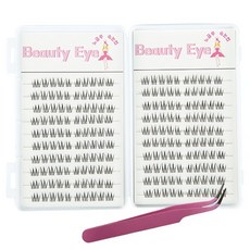 Maket Gamseong Beauty Eye 免膠水假睫毛 B22 200p + 鑷子套組, 1套, 黑色(假睫毛)