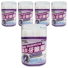 minono 米諾諾 葉型牙籤刷隨身罐, 300支, 5盒, 0.2cm, 6.5cm