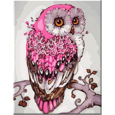 Momofix Painting DIY數字油畫 40 x 50 cm, 粉紅貓頭鷹