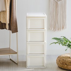 아이리스 S 슬림 서랍장, 화이트, 4단