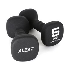 ALEAF 橡膠方頭啞鈴, 5kg, 2個