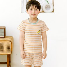 메이키즈 아동용 통기성 옐로우바나나ST 5부 슬라브 상하의 세트