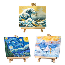 BOLUO GALLERY 菠蘿選畫所 DIY浮雕數字油畫 梵谷星空 + 神奈川沖浪裏 + 莫內日出 3個, 1組