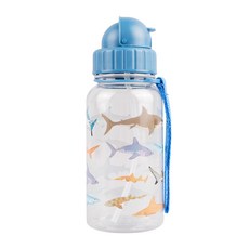 Rex LONDON 兒童Tritan吸管水瓶, 鯊魚 藍色 + 透明色, 500ml, 1個