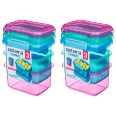 Sistema 직사각 칼라 밀폐용기, 블루 + 그린 + 핑크, 2세트