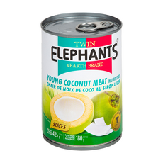 TWIN ELEPHANTS 雙象地球牌 嫩椰子肉片 浸在糖漿中, 425g, 1罐