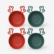 Nineware 麋鹿造型麥片碗, 紅色+綠色, 4個