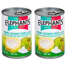 TWIN ELEPHANTS 雙象地球牌 嫩椰子肉片 (425g) 浸在糖漿中, 2罐