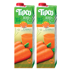 Tipco 100%胡蘿蔔綜合果蔬汁 2瓶 健康美味 補充每日所需營養, 1L