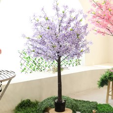 조아트 조화나무 라일락 인조목 화분형 150cm, 브라운(화분), 퍼플(인조목), 1개