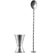 KALDIN 雞尾酒量酒器 15ml / 30ml + 吧叉匙組, 銀色, 1套