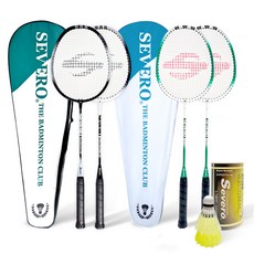 Severo 羽球拍 BNW100 2入 + GNW100 2入 + 羽毛球2入 + 全罩式拍套2入, 1套, BNW-100, GNW-100