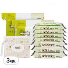 베베솜 건티슈 10매입 x 4개 + 20매입 x 3개 + 100매입 x 2개 + 지퍼백 세트, 3세트, 60g