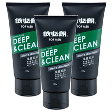 依必朗 男性洗面乳 深層潔淨 活性碳雙效控油 減少黑頭粉刺, 120g, 3條