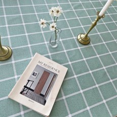 Syoni家居 PVC格紋防水桌布 露營桌布, 薄荷綠, 2人座(90 x 140cm)