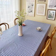 Syoni家居 PVC格紋防水桌布 露營桌布, 格紋藍色, 6人座(140 x 220cm)