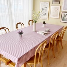 Syoni Home Living PVC格紋防水桌布 露營桌布, 格紋粉, 2人座(90 x 140cm)