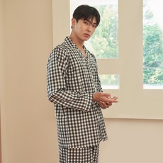 DOSSY 男款絲綢長袖翻領睡衣套裝